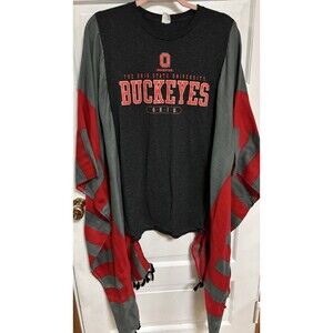 The Ohio State Buckeyes Upcycled Poncho Shirt Hippie Boho One Size Fits Most